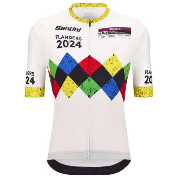Herren Santini UCI Gravel Weltmeisterschaft trikot Flandern 2024-Weiss