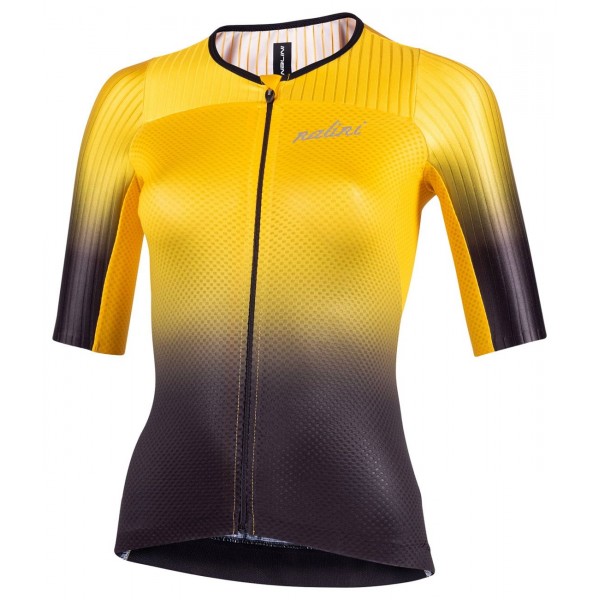 New Lady Ergo Fit Radtrikot Damen kurzarm schwarz/gelb (E22-4009)