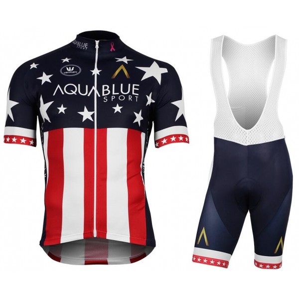 2017-2018 AQUA BLUE SPORT Amerikanischer Champion Fahrradbekleidung Satz Fahrradtrikot Kurzarm Trikot und Kurz Tr