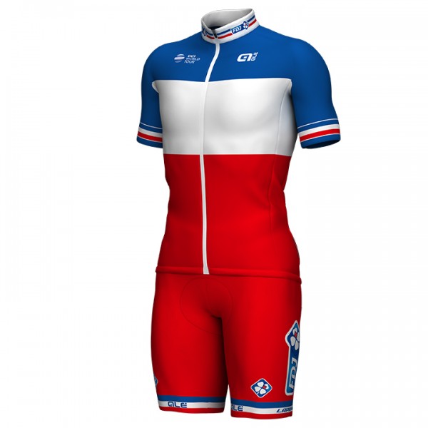 2017-2018 Fdj Französischer Meister Radbekleidung Radtrikot Kurzarm und Fahrradho