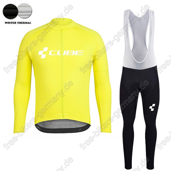 Profiteam 2018 Cube gelb winter thermal fleece Fahrradbekleidung Trikot Langarm+Lang Tr