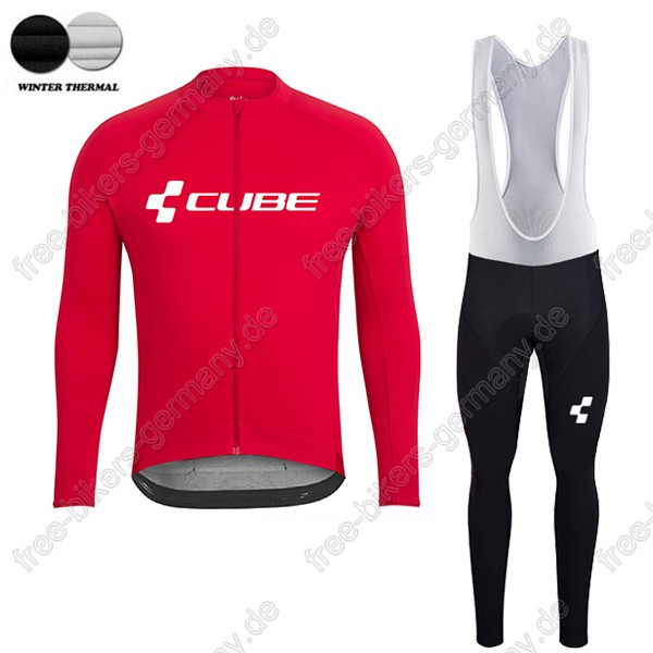 Profiteam 2018 Cube rot winter thermal fleece Fahrradbekleidung Trikot Langarm+Lang Tr