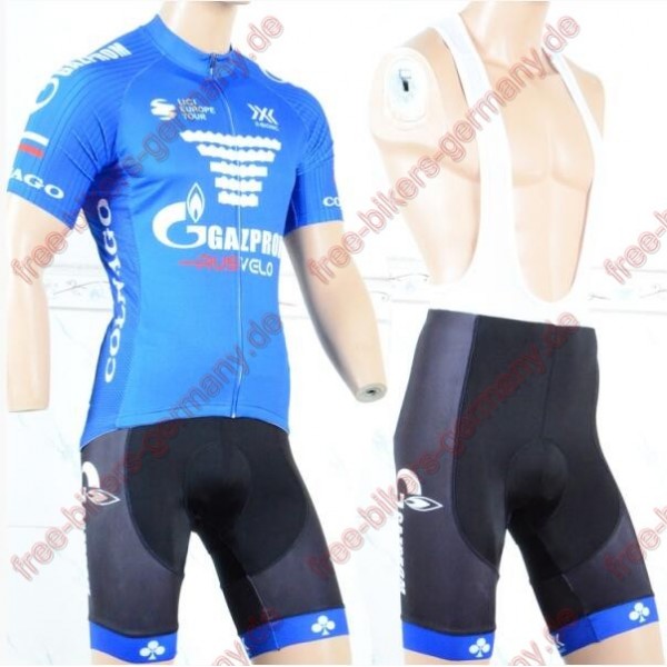 Profiteam 2018 Gazprom-Rusvelo Radbekleidung Satz Trikot Kurzarm+Trägerh