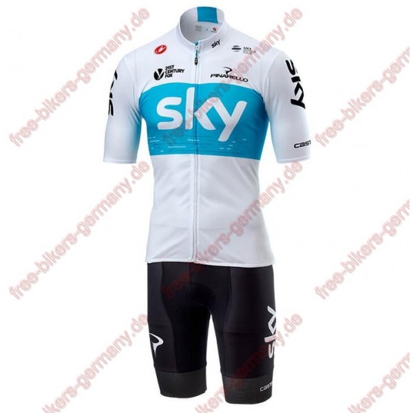 Profiteam 2018 TEAM SKY Weiß Fahrradbekleidung Trikot Kurzarm