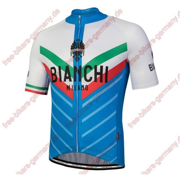 Profiteam 2018 Bianchi Milano Tiera Blau Weiß Trikot Kurzarm