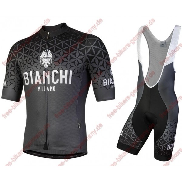 Profiteam 2018 Bianchi Milano schwarz Radbekleidung Satz Trikot Kurzarm+Trägerhosen Sets