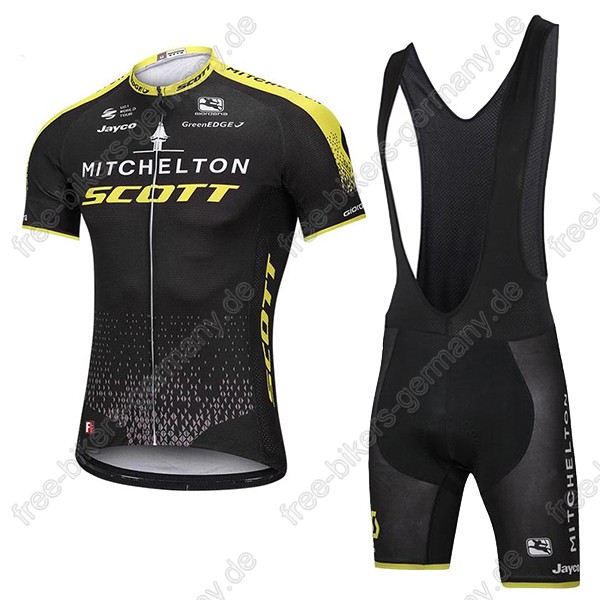Mitchelton Scott Radbekleidung Satz Trikot Kurzarm+Trägerhosen Set schw