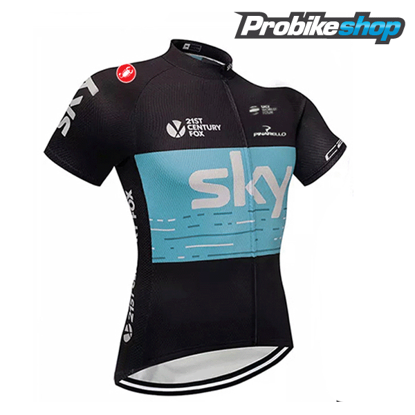 Sky 2018 Radbekleidung Satz Trikot Kurzarm+Trägerhosen Sets schw