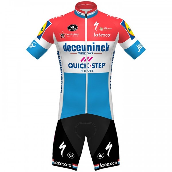 Fahrradbekleidung Radsport 2020 DECEUNINCK QUICK-STEP Luxembourgian Champion Radbekleidung Satz Trikot Kurzarm+Fahrrad