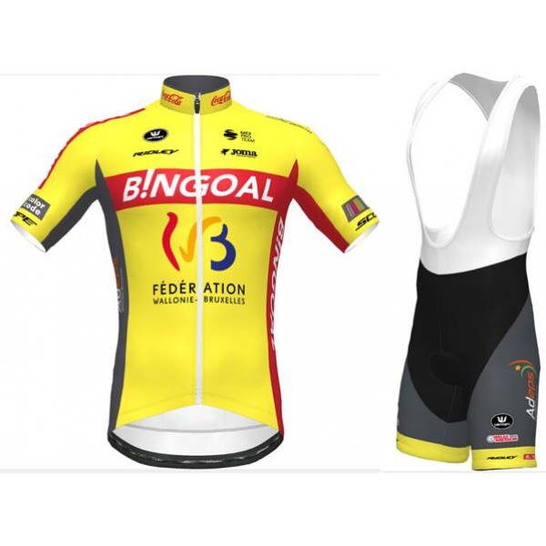 Fahrradbekleidung Radsport 2020 WALLONIE-BRUXELLES Radbekleidung Satz Trikot Kurzarm+Trägerhosen Se