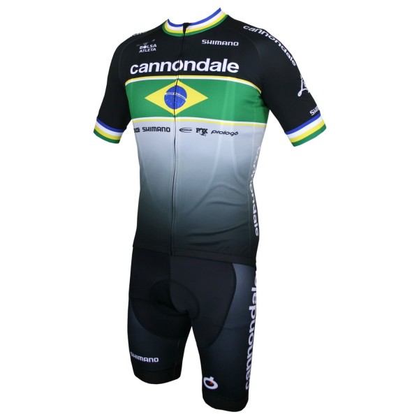 Fahrradbekleidung Radsport 2020 Cannondale FACTORY RACING Brazil Radbekleidung Satz Trikot Kurzarm+Trägerhosen Set O