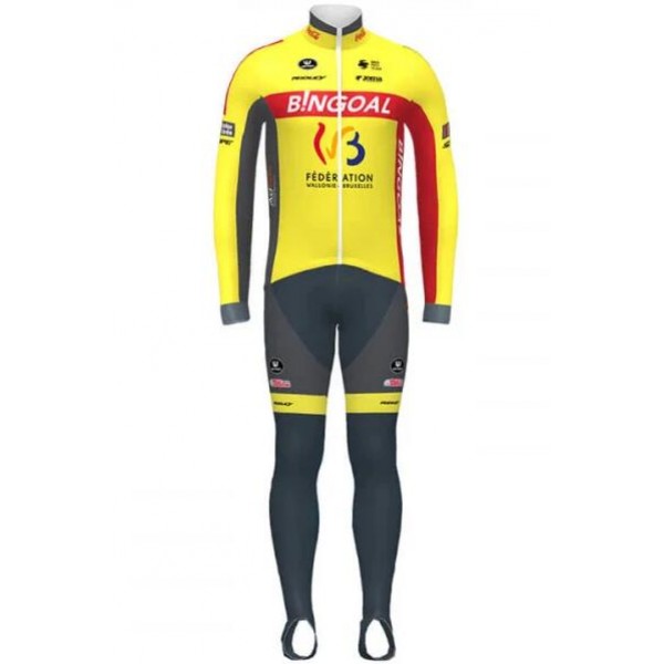 Fahrradbekleidung Radsport 2020 WALLONIE BRUXELLES Set Radbekleidung Trikot Langarm+ Trägerhos