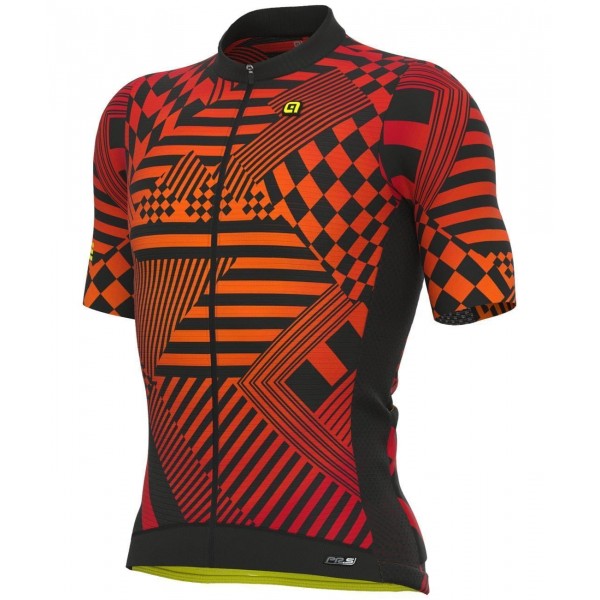 ALE CHECKER Radtrikot kurzarm schwarz/rot