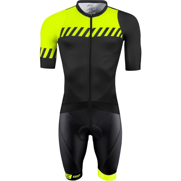 FASHION Radsport-Set (Radtrikot langer RV+Trägerhose) neongelb/schwarz