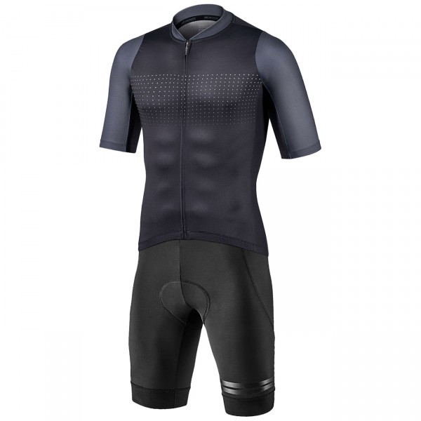 PODIUM Radsport-Set (Radtrikot kurzarm+Trägerhose kurz) schwarz/grau