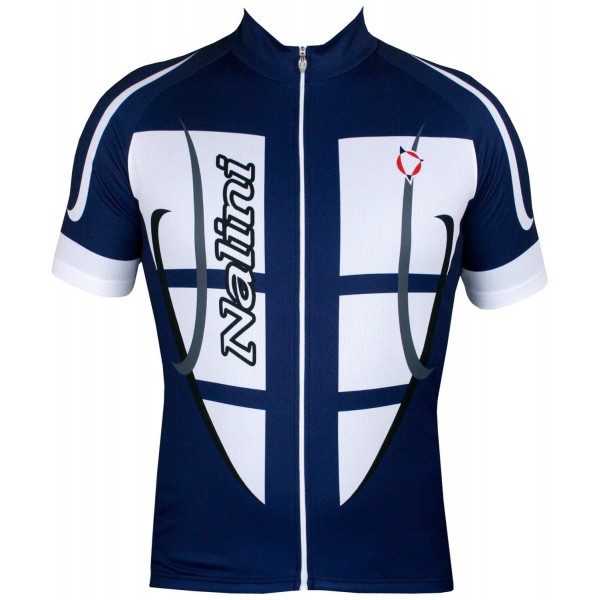 STEEL JERSEY Radtrikot kurzarm blau/weiß