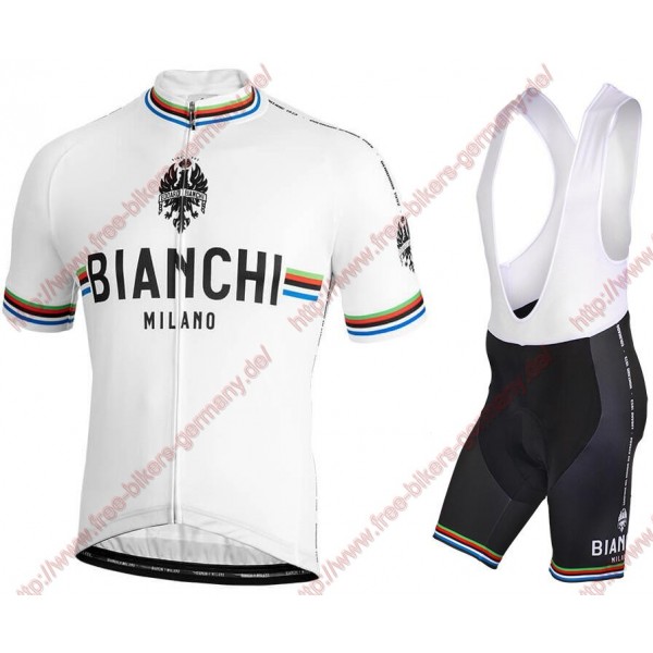 Profiteams BIANCHI MILANO New Pride white Radbekleidung Satz Trikot Kurzarm+Trägerhosen Se