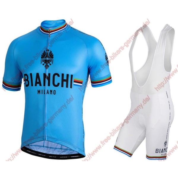 Profiteams BIANCHI MILANO New Pride blue Radbekleidung Satz Trikot Kurzarm+Trägerhosen Se