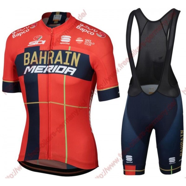 Profiteams Team Bahrain Merida 2019 Radbekleidung Satz Trikot Kurzarm+Trägerhosen Se