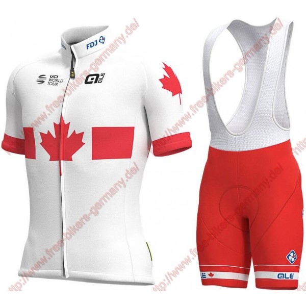 Profiteams 2019 Groupama FDJ Canadian Champion Radbekleidung Satz Trikot Kurzarm+Trägerhosen Se