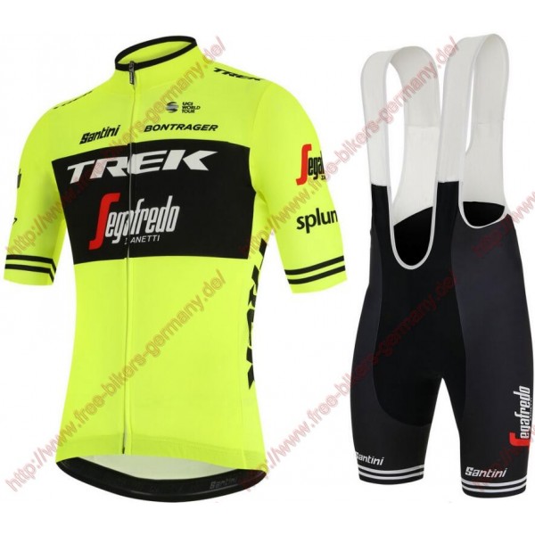 Profiteams Trek Segafredo 2019 training Fluo gelb Radbekleidung Satz Trikot Kurzarm+Trägerhosen Se