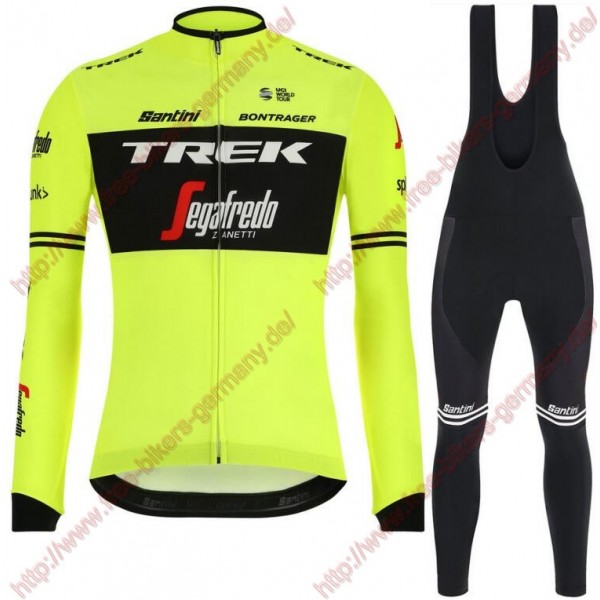 Profiteams Trek Segafredo 2019 training Fluo gelb Radsport Fahrradbekleidung Trikot Langarm+Lang Tr