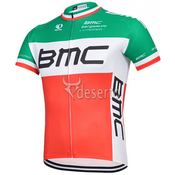 2015 BMC Radtrikot Kurzarm Rot und Grün
