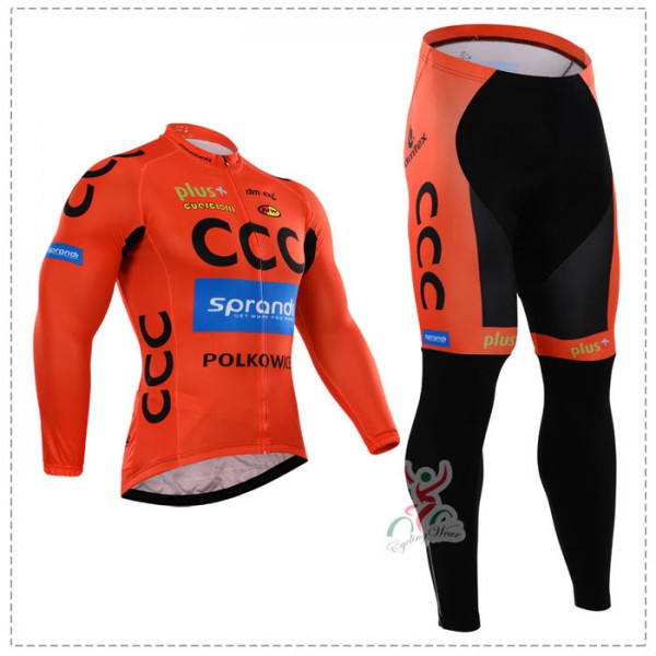 2015 CCC Fahrradbekleidung Radtrikot Satz Langarm und Lange Fahrradhose