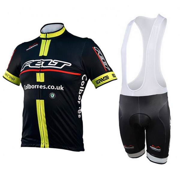2015 Felt gelb Fahrradbekleidung Satz Fahrradtrikot Kurzarm Trikot und Kurz Trägerhose