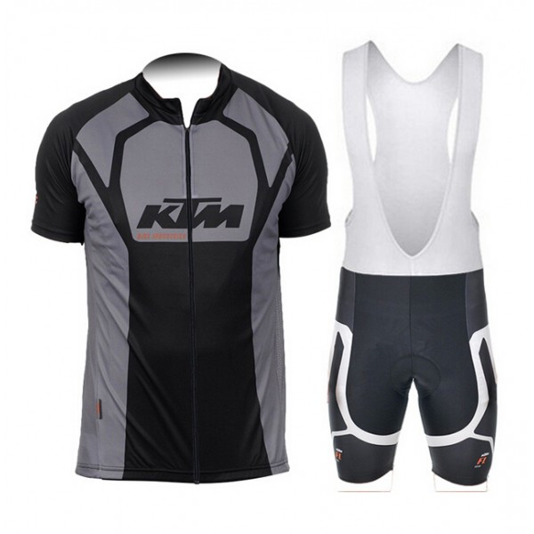 2015 KTM Fahrradbekleidung Satz Fahrradtrikot Kurzarm Trikot und Kurz Trägerhose gris