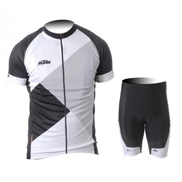 2015 KTM Radbekleidung Radtrikot Kurzarm und Fahrradhosen Kurz schwarz Weiß