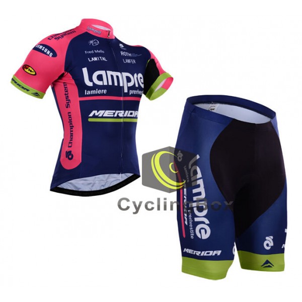 2015 Lampre Merida Radbekleidung Radtrikot Kurzarm und Fahrradhosen Kurz