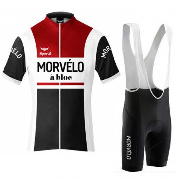 2015 MORVELO schwarz rot Fahrradbekleidung Satz Fahrradtrikot Kurzarm Trikot und Kurz Trägerhose