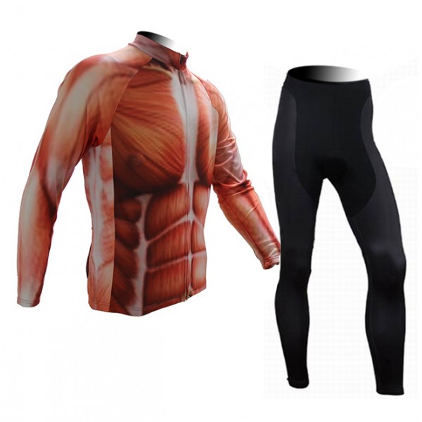 2015 Muscle Fahrradbekleidung Radtrikot Satz Langarm und Lange Fahrradhose