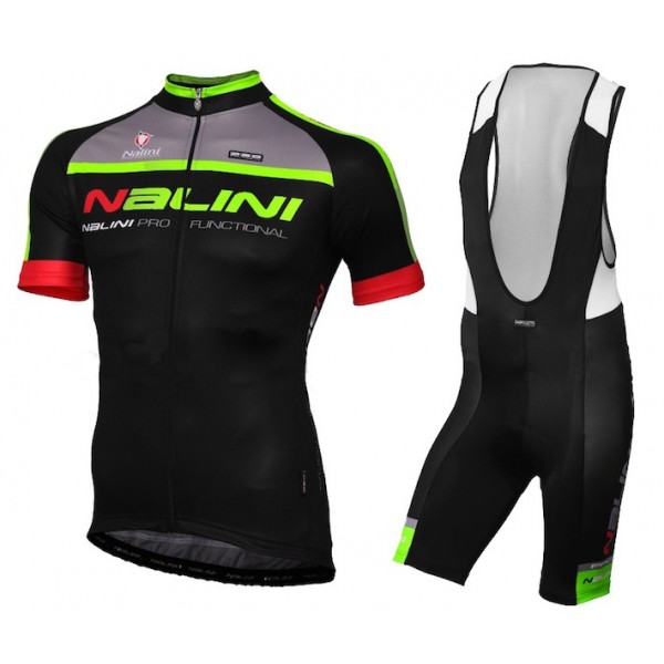 2015 Nalini Grechetto Schwarz fluorescence Fahrradbekleidung Satz Fahrradtrikot Kurzarm Trikot und Kurz Trägerhose