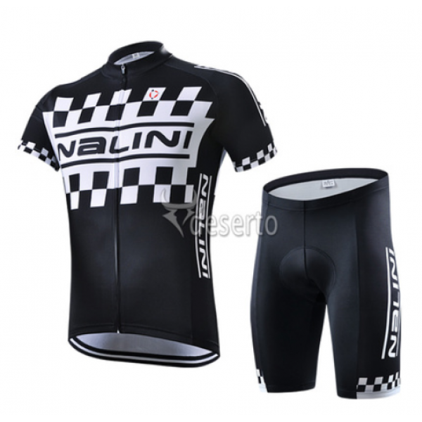 2015 Nalini Racing-Drapeau Schwarz Radbekleidung Radtrikot Kurzarm und Fahrradhosen Kurz