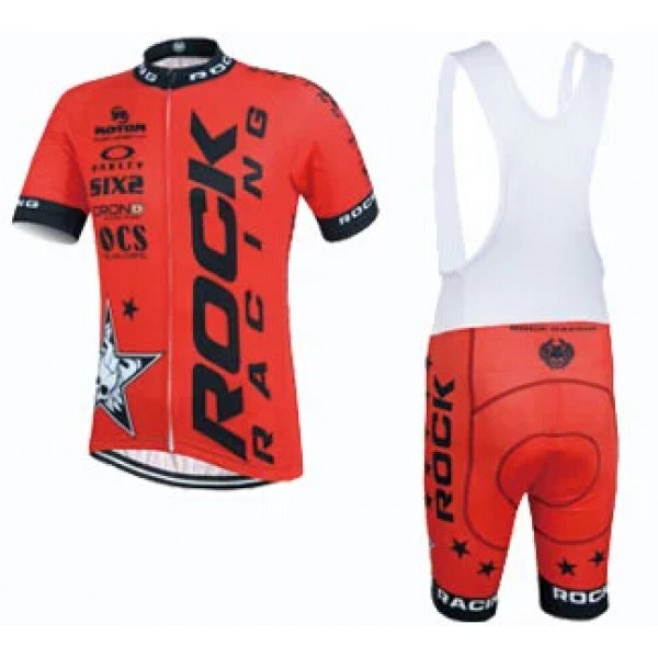 2015 Rock Racing Rot Fahrradbekleidung Satz Fahrradtrikot Kurzarm Trikot und Kurz Trägerhose