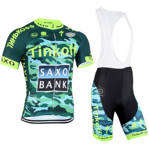 2015 Tinkoff Saxo Bank Camouflage Fahrradbekleidung Satz Fahrradtrikot Kurzarm Trikot und Kurz Trägerhose