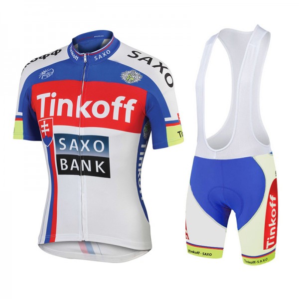 2015 Saxo bank Tionkff Fahrradbekleidung Satz Fahrradtrikot Kurzarm Trikot und Kurz Trägerhose Blau