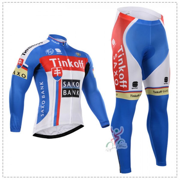 2015 Saxo bank tinkoff Fahrradbekleidung Radtrikot Satz Langarm und Lange Fahrradhose