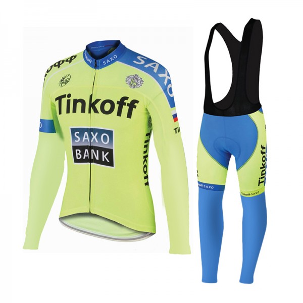 2015 Saxo bank Tionkff Fahrradbekleidung Radtrikot Satz Langarm und Lange Trägerhose