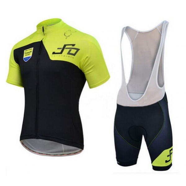 2015 Tinkoff Saxo Fahrradbekleidung Satz Fahrradtrikot Kurzarm Trikot und Kurz Trägerhose gelb