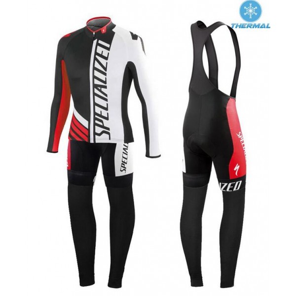 2015 Specialized Set Schwarz/Weiß/Rote Fahrradbekleidung Radtrikot Satz Langarm und Lange Trägerhose