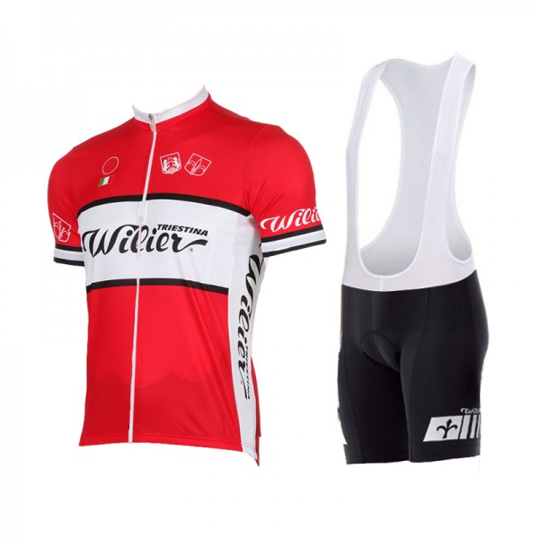 WILIER 2015 Weiß Rot Fahrradbekleidung Satz Fahrradtrikot Kurzarm Trikot und Kurz Trägerhose