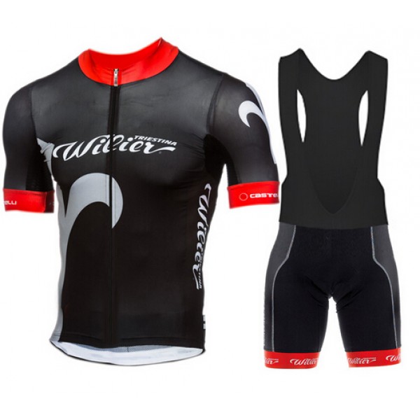 WILIER 2015 schwarz Fahrradbekleidung Satz Fahrradtrikot Kurzarm Trikot und Kurz Trägerhose schwarz