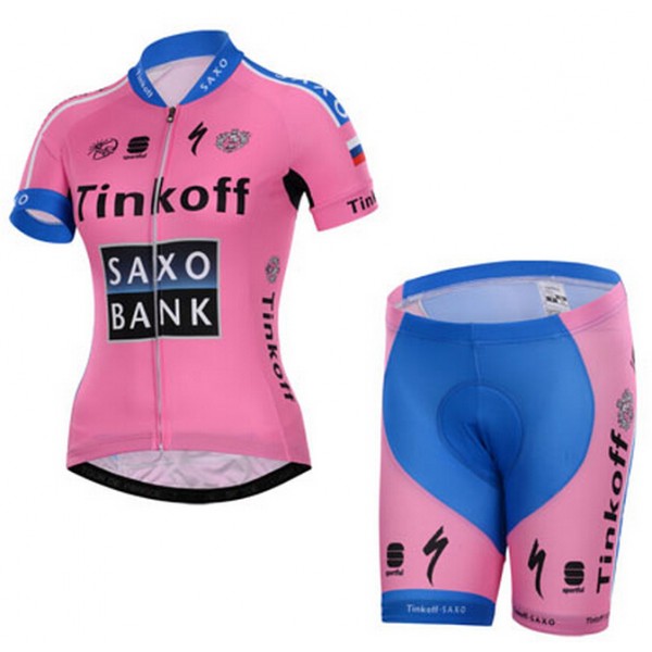 2015 Tinkoff Saxo Bank Damen Radbekleidung Radtrikot Kurzarm und Fahrradhosen Kurz