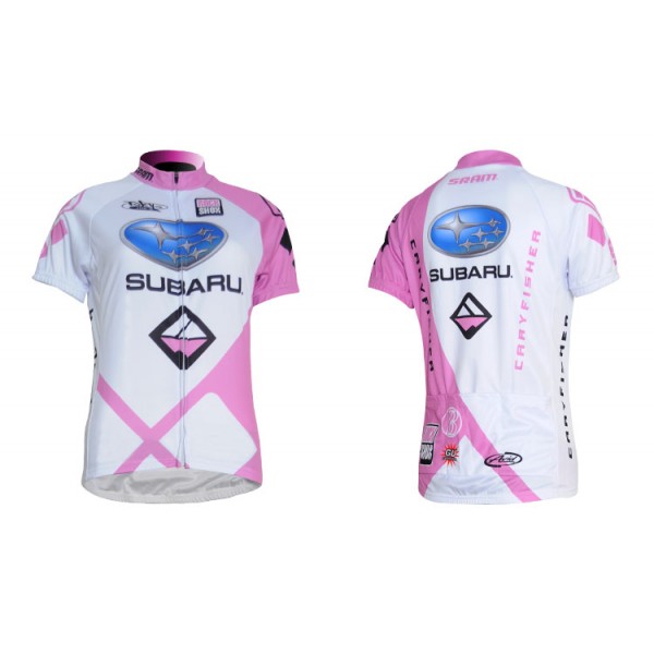 Subaru Radtrikot Kurzarm Weiß Rosa Damen