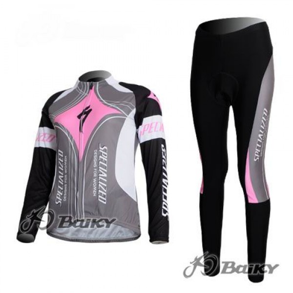 Specialized Pro Team Lang Radhose Fahrradtrikot Langarm Kits Rosa Grau Damen