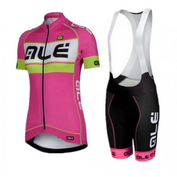 2015 ALE Damen rose Fahrradbekleidung Satz Fahrradtrikot Kurzarm Trikot und Kurz Trägerhose