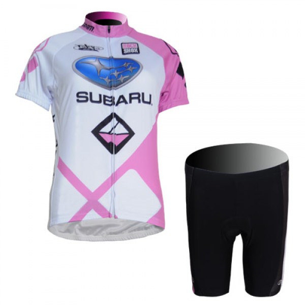 Subaru Radtrikot Kurzarm Kurz Radhose Weiß Rosa Damen